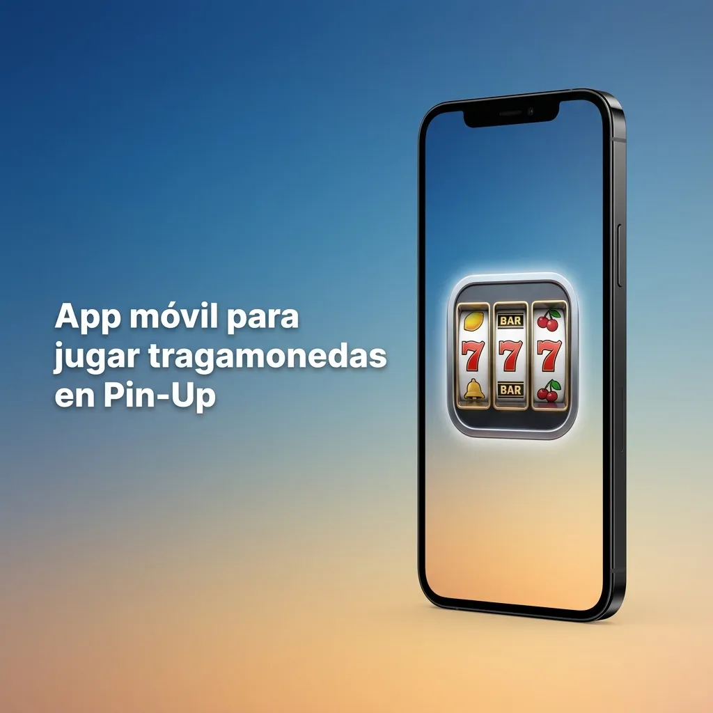 Smartphone mostrando la app móvil de Pin-Up Casino con sección de tragamonedas y menú táctil para jugar desde Perú