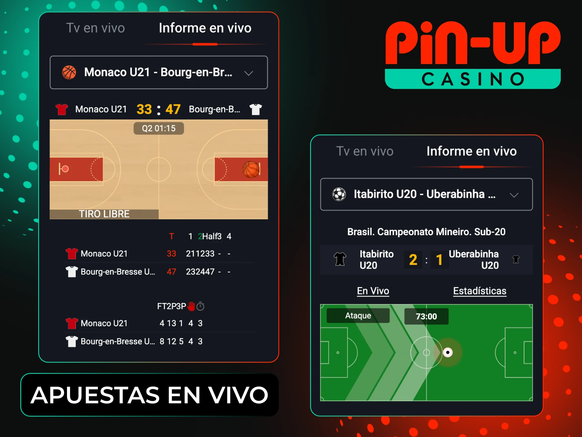 Disfruta de las apuestas en tiempo real con la opción en vivo de Pin-Up.