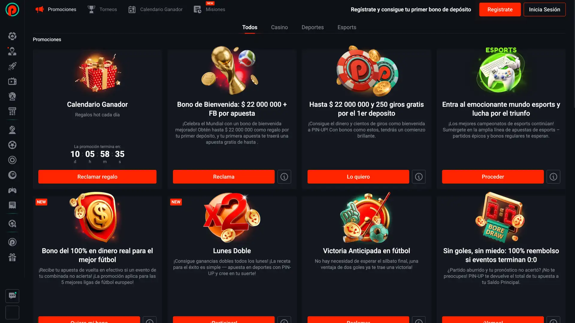 Aprovecha los generosos bonos y promociones de Pin-Up.