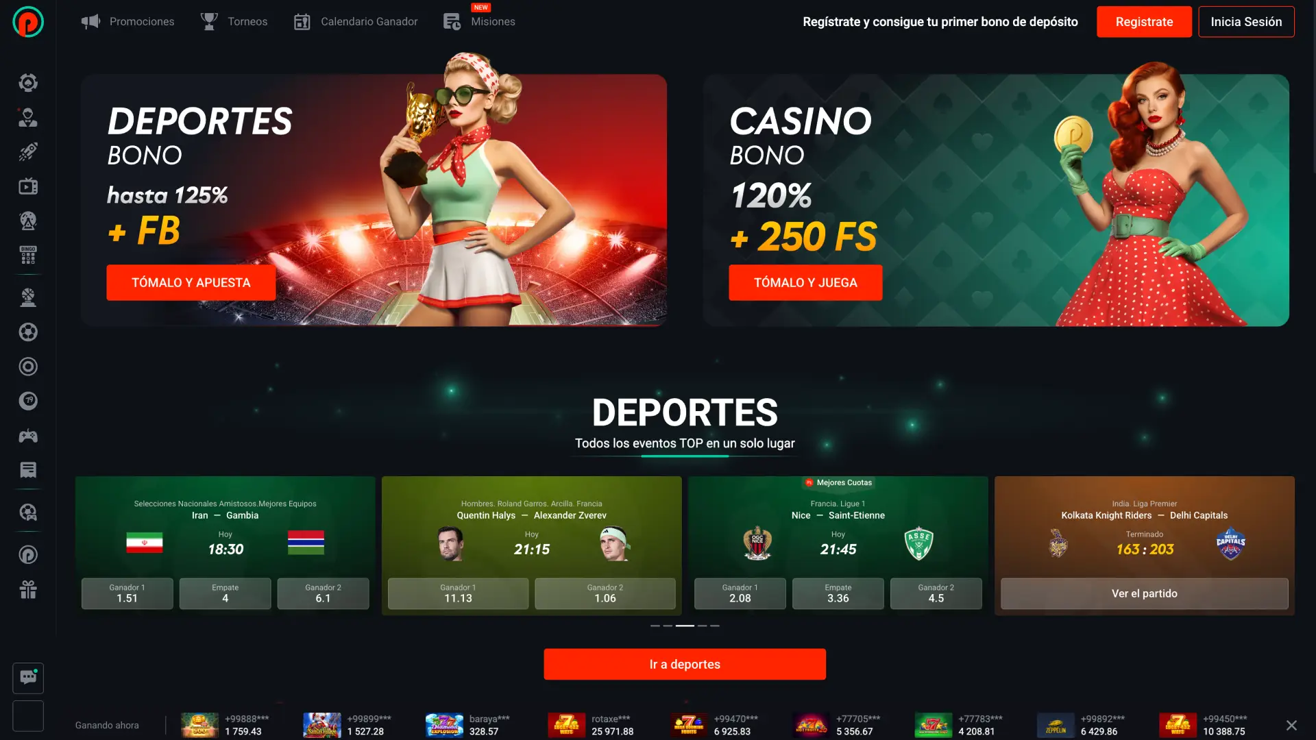 Visita la página principal de la plataforma oficial del casino Pin-Up.