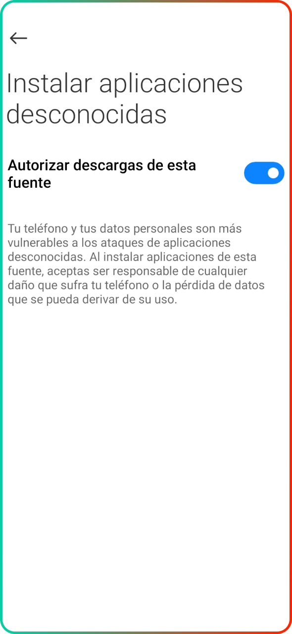 Permitir la instalación desde fuentes desconocidas para la aplicación Pin-Up.