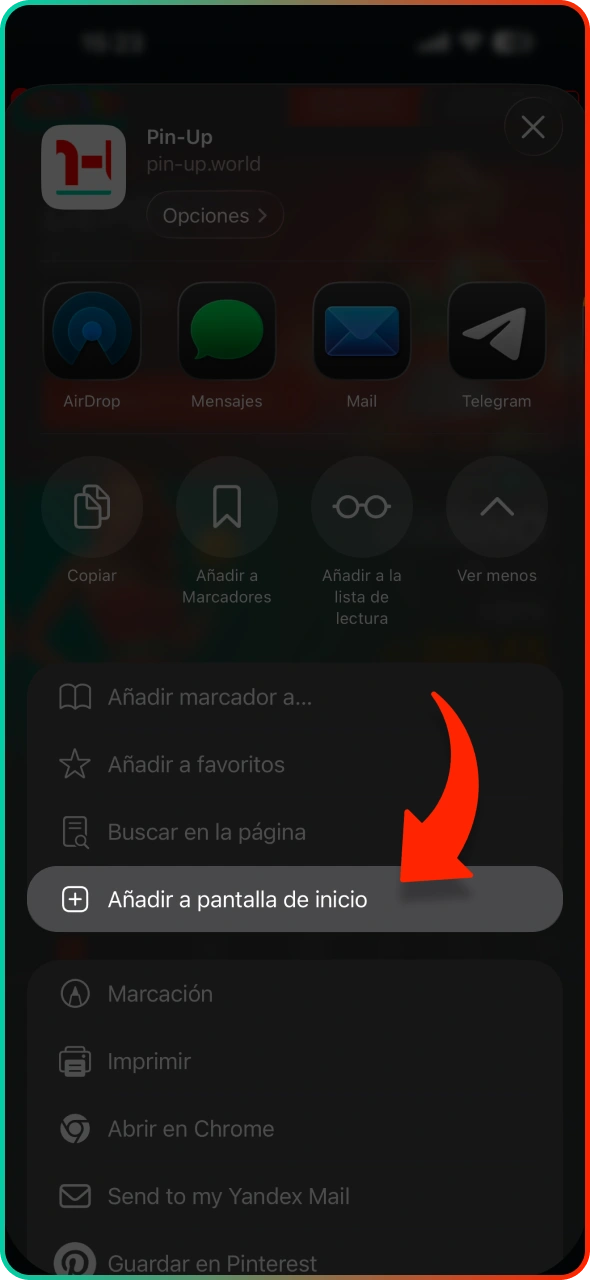 Completa el proceso de instalación de la aplicación Pin-Up.
