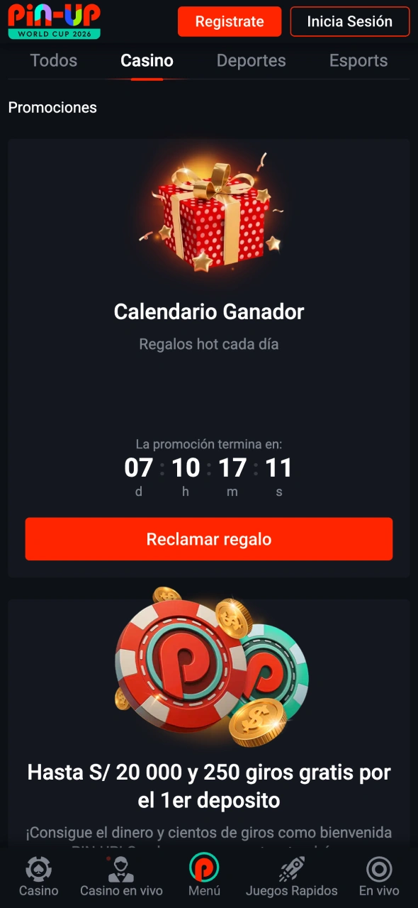 Aprovecha los bonos y promociones de Pin-Up.