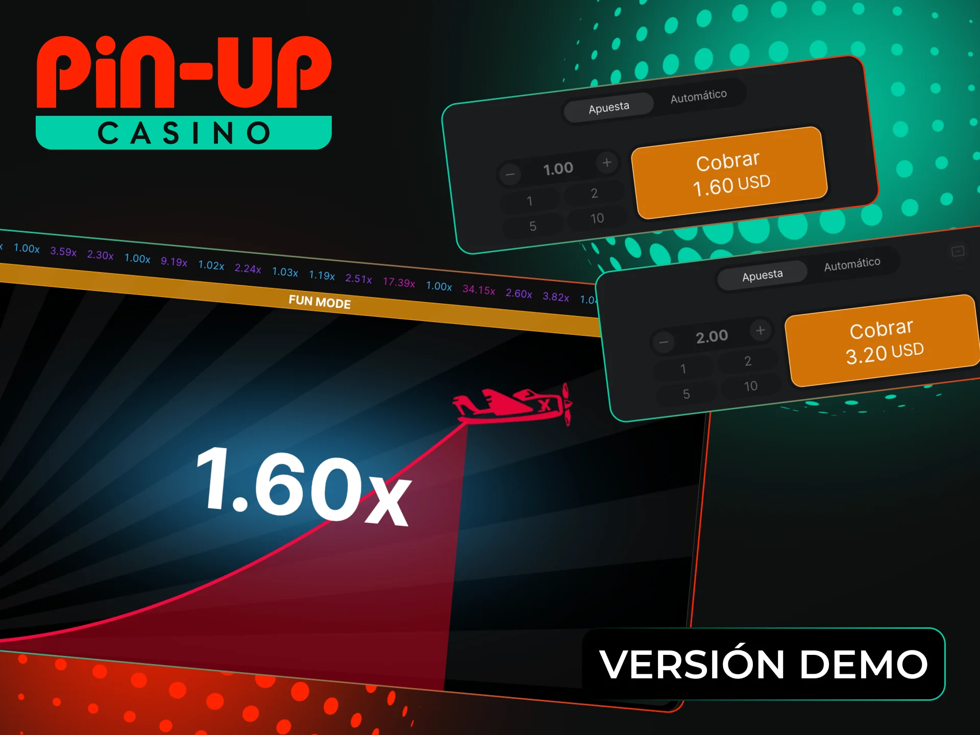 Para practicar tu juego de Aviador en Pin-Up, prueba la versión demo.