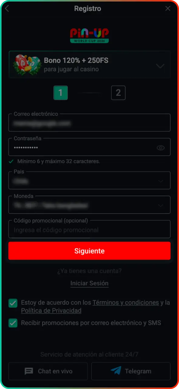 Confirma y accede a tu perfil oficial para apostar en Pin-Up.