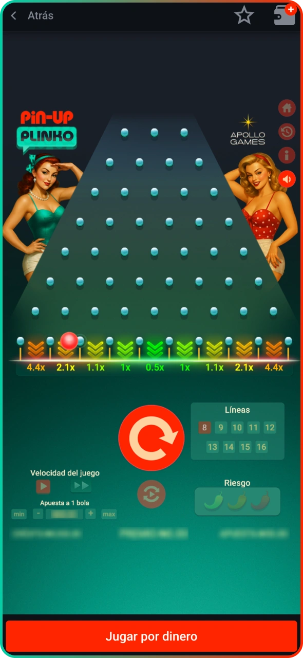 Introduce el monto de la apuesta y comienza a jugar a Pin-Up.