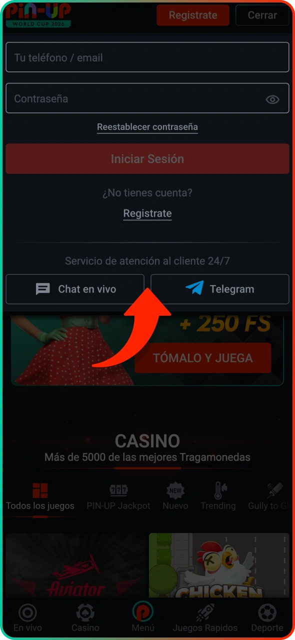 Visita la plataforma oficial de Pin-Up e inicia sesión en tu cuenta.